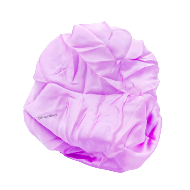 Chapeau en satin imprimé - réversible violet