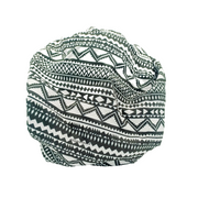 Chapeau en satin imprimé blanc et - réversible noir