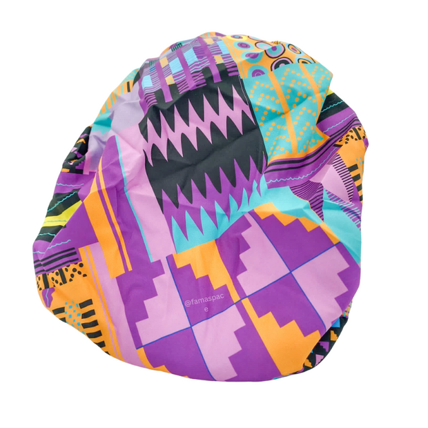 Chapeau en satin imprimé - réversible violet