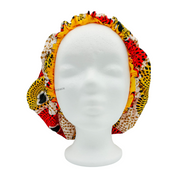 Chapeau en satin imprimé - réversible jaune