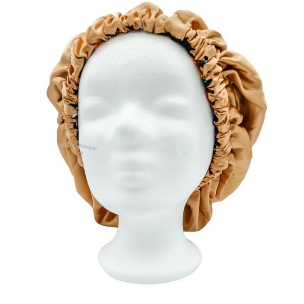 Chapeau en satin imprimé - réversible marron