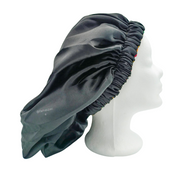 Chapeau en satin imprimé ethnique - réversible noir