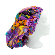 Chapeau en satin imprimé - réversible violet