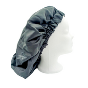 Chapeau en satin imprimé blanc et - réversible noir