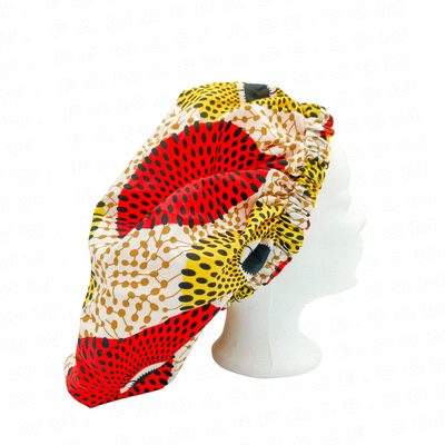 Chapeau en satin imprimé - réversible jaune