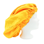 Chapeau en satin imprimé - réversible jaune